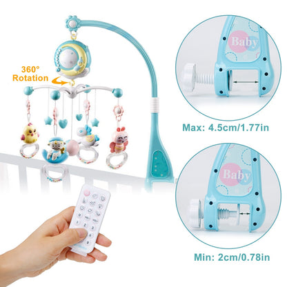 Baby Musical Crib Bed Bell Rotating Mobile Star Projection Nursery Light Baby Rattle Toy