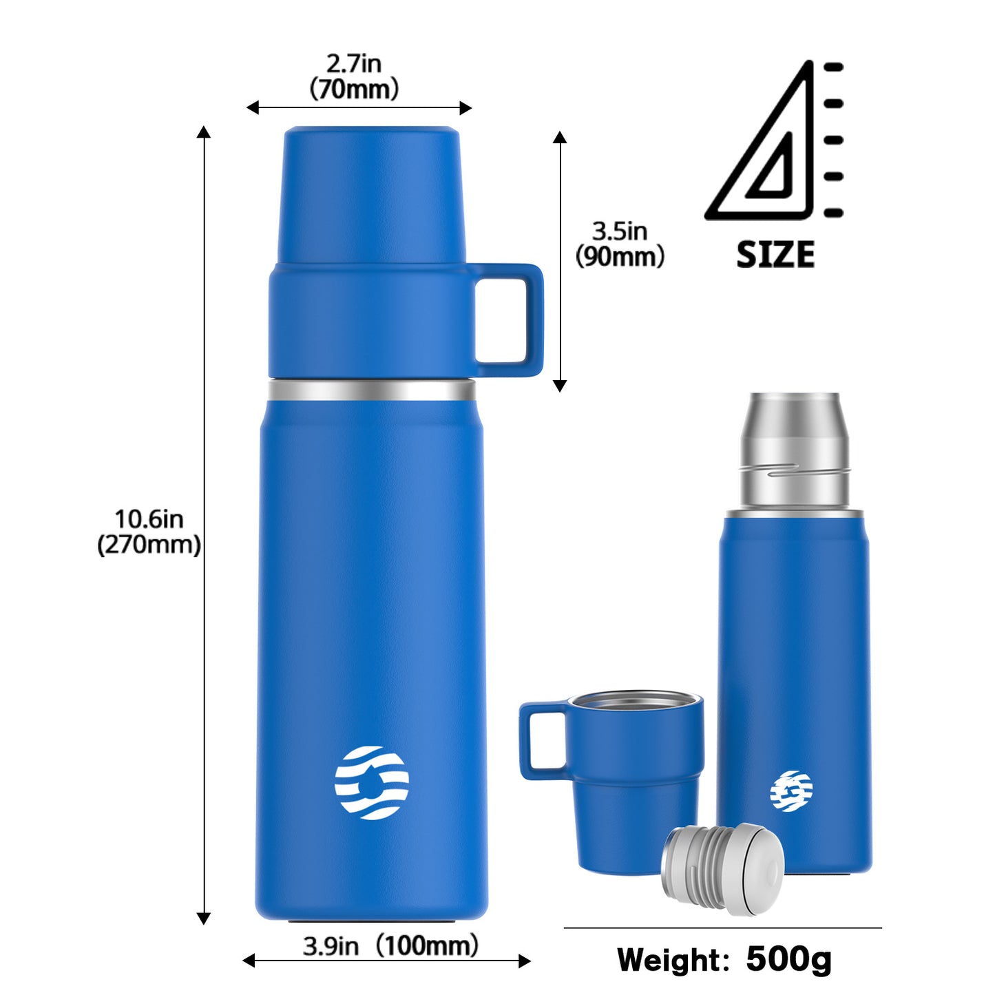 Healter 850ml Travel Vacuum Flask;  Water Thermos Bottle for Coffee;  Built-in Lid Cup;  Stainless Steel;  Thermal Tea Mug;  Sport Bottles