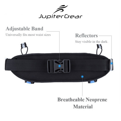 Running Hydration Belt Waist Bag with Water-Resistant Pockets and 2 Water Bottles for Outdoor Sports