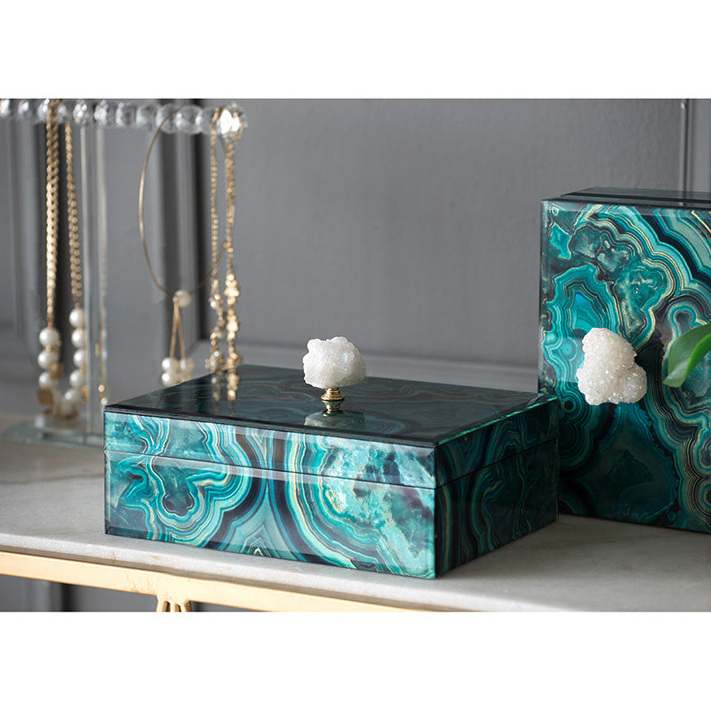 10" x 7" x 5" Bethany Marbled Jewelry Box, Stackable Decorative Storage Boxes With Lids