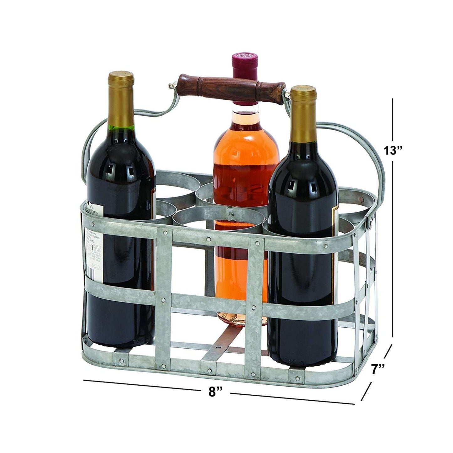 6 Bottle Farmhouse Metal Wine Holder