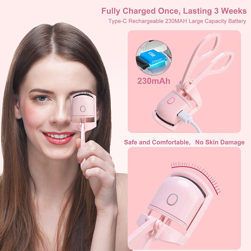 Eyelash Curler Portable Electric Heated Comb Eye Lash Long Lasting Eyelashes Curls Thermal Eyelash Curler Makeup Tools Heated Eyelash Curlers; Rechargeable Electric Eyelash Curler