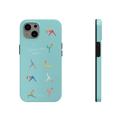 Yoga Poses Blue Tough Case for iPhone with Wireless Charging