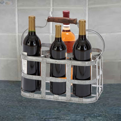 6 Bottle Farmhouse Metal Wine Holder