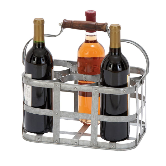 6 Bottle Farmhouse Metal Wine Holder