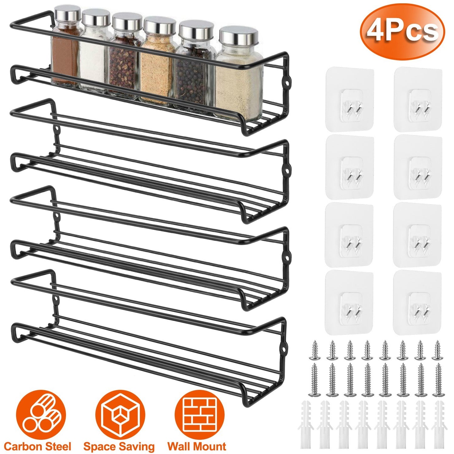 4Pcs Wall Mount Spice Racks