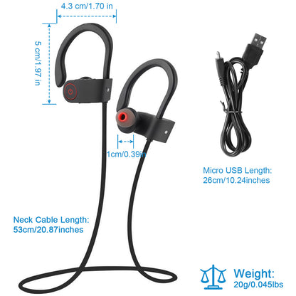 Wireless Headset IPX7 Waterproof Sport Headphones In-Ear Wireless4.1 Stereo Earphone Noise Canceling Neck Earbuds