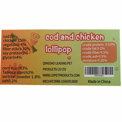 Cod And Chicken Lollipop Dog Food,Pet Treats Chicken And Green Vegetable Pet Food ,Organic Pet Snacks Dog Chews Deodorizing Clean Teeth,Dog Training Snacks,8oz