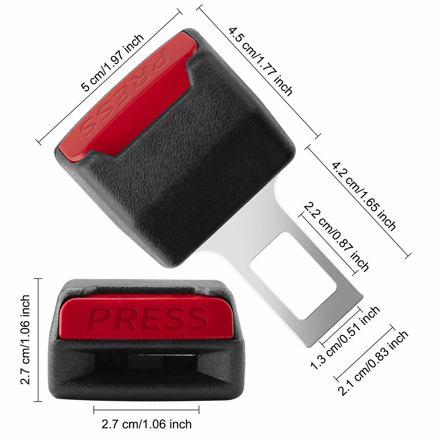 Universal Car Seat Belt Buckle Extension Extender Clip Auto Alarm Stopper Seat Adapter 2pcs