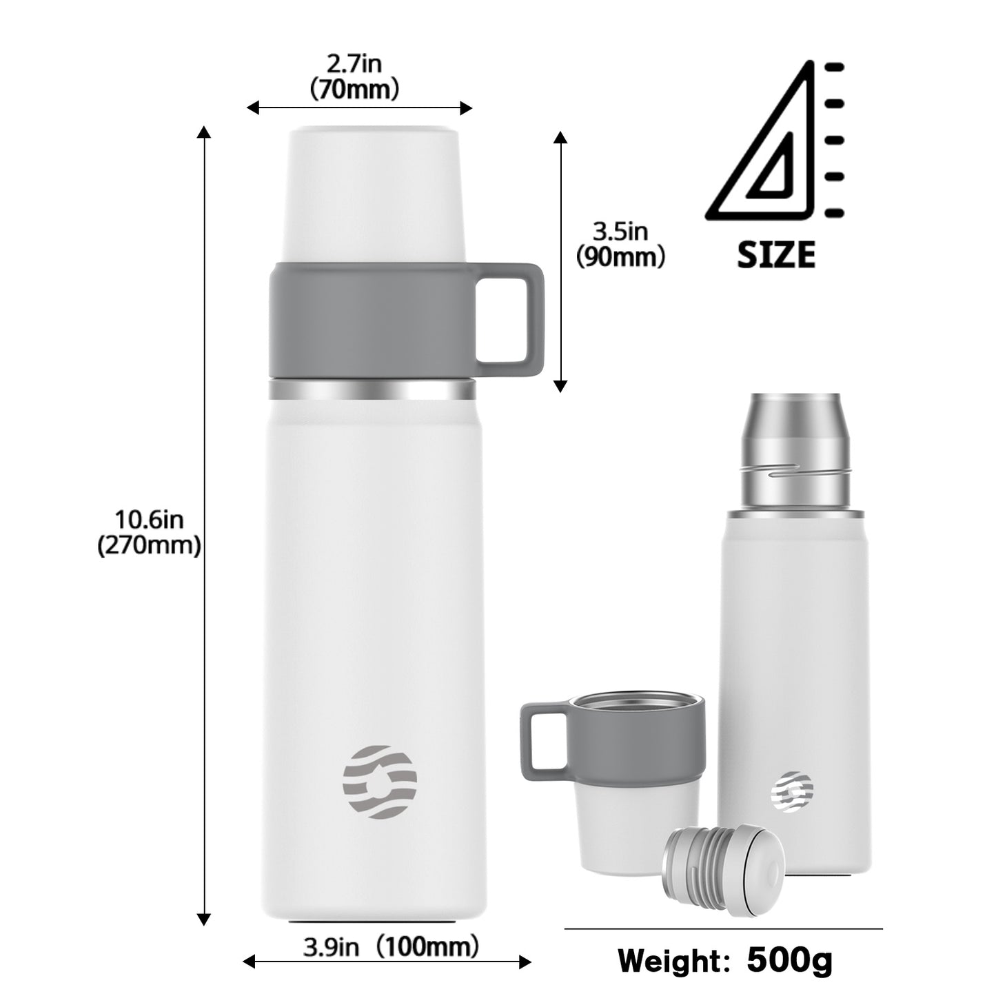 Healter 850ml Travel Vacuum Flask;  Water Thermos Bottle for Coffee;  Built-in Lid Cup;  Stainless Steel;  Thermal Tea Mug;  Sport Bottles