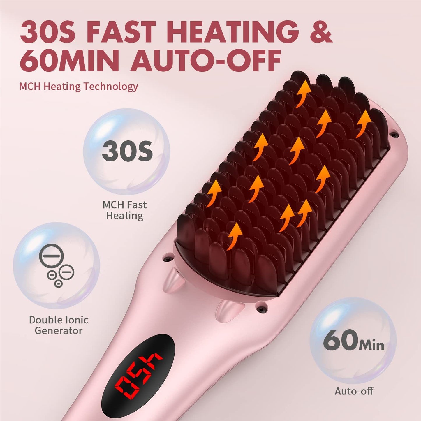 Enhanced Hair Straightener Heat Brush by MiroPure