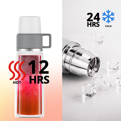 Healter 850ml Travel Vacuum Flask;  Water Thermos Bottle for Coffee;  Built-in Lid Cup;  Stainless Steel;  Thermal Tea Mug;  Sport Bottles