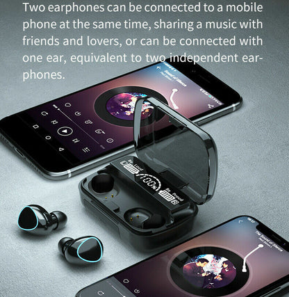 TWS Wireless Earbuds Bluetooth 5.0 Waterproof Headset Headphones With Power Bank