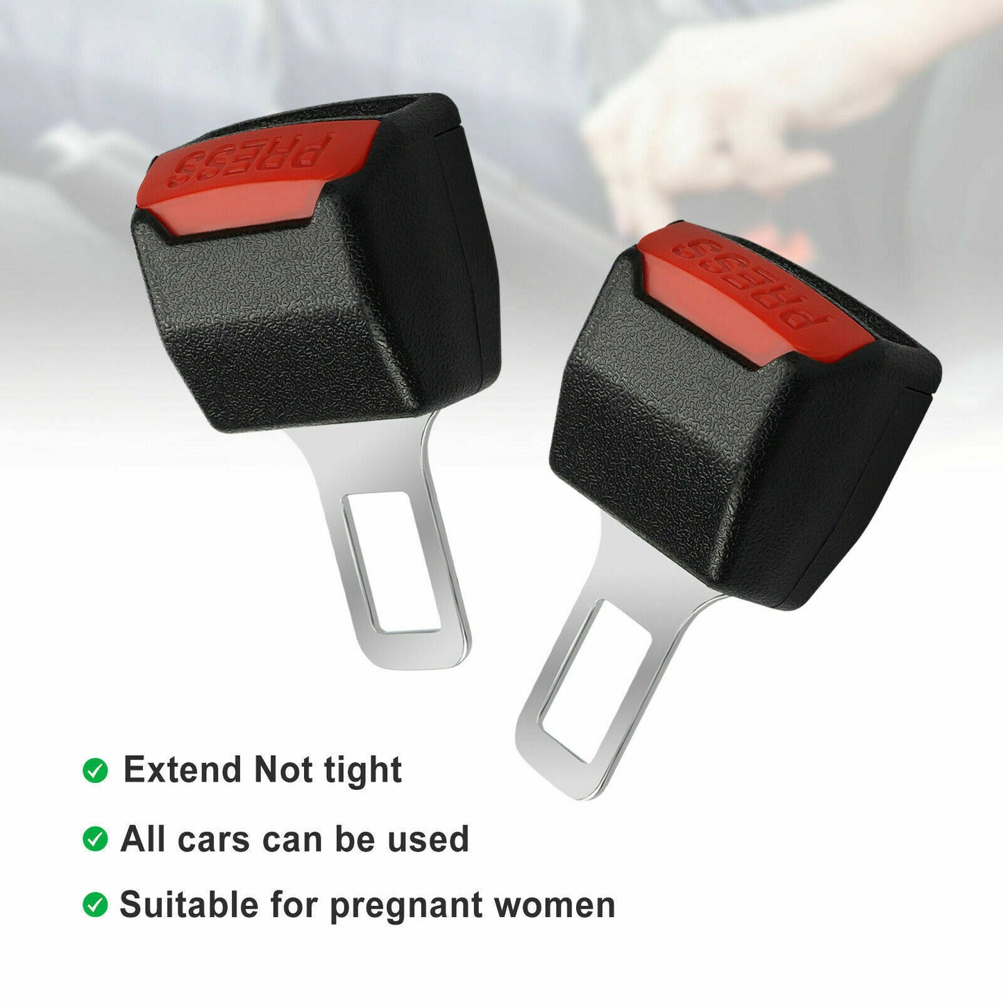 Universal Car Seat Belt Buckle Extension Extender Clip Auto Alarm Stopper Seat Adapter 2pcs