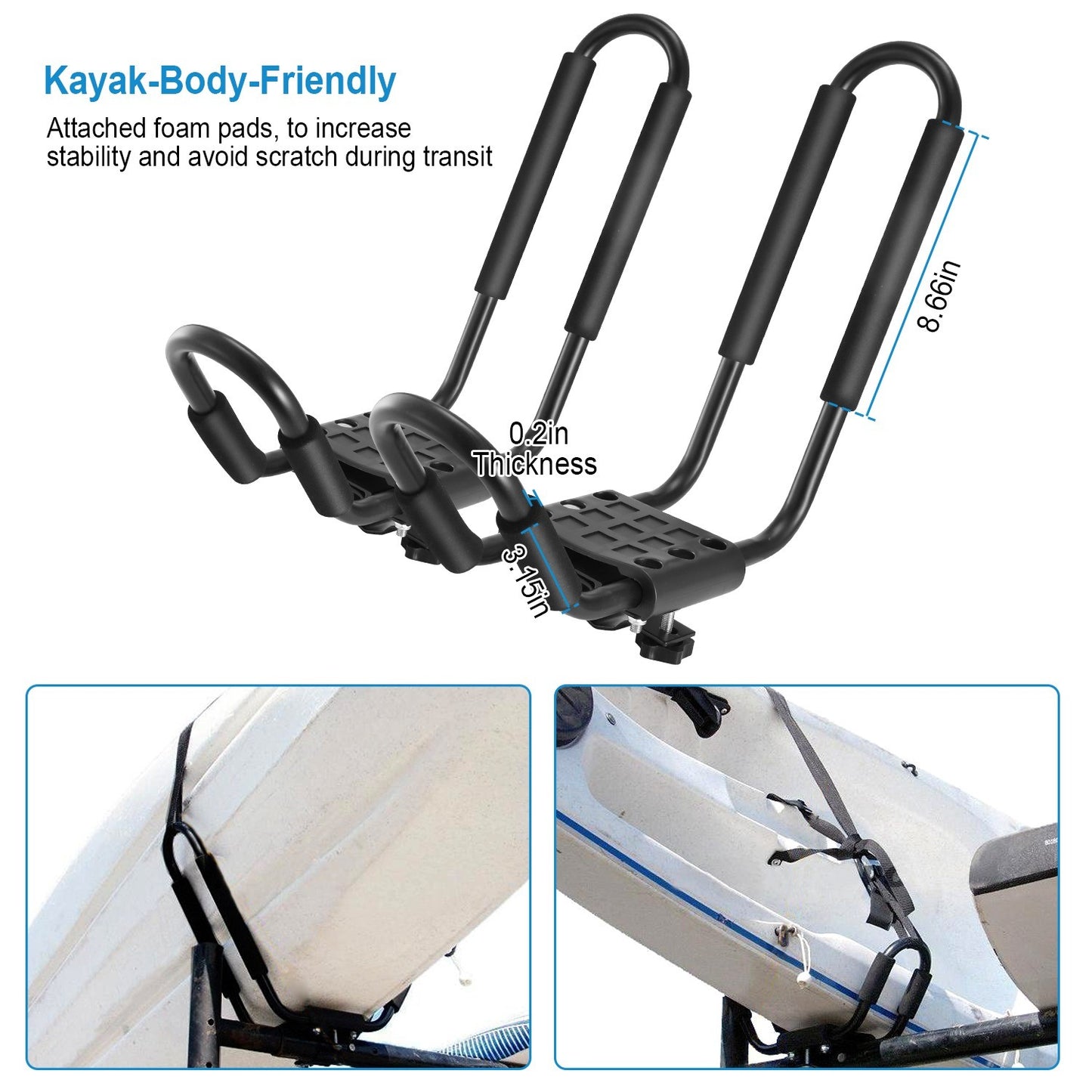 1 Pair Universal J-Bar Kayak Carrier