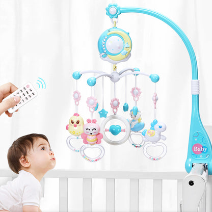 Baby Musical Crib Bed Bell Rotating Mobile Star Projection Nursery Light Baby Rattle Toy