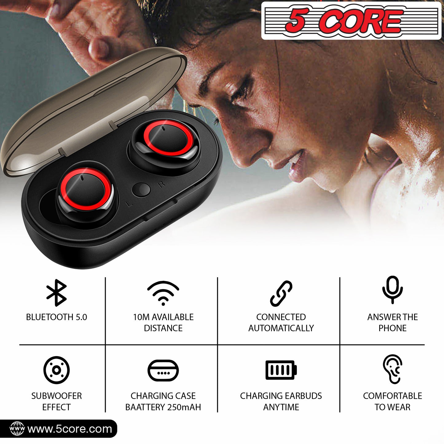 Earphones Magnetic Waterproof Wireless Bluetooth Earpods Headphones In Ear buds Pods Bluetooth Ear Pod Mic 5 Core EP01