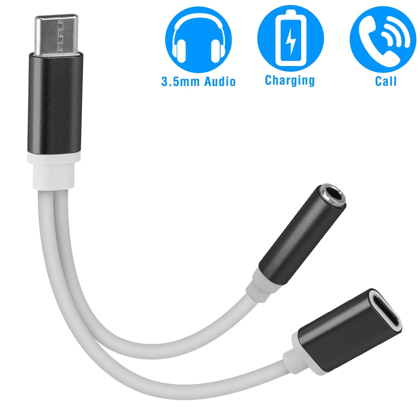 USB Type C to 3.5mm Aux Audio Charging Adapter TPE Metal Shell