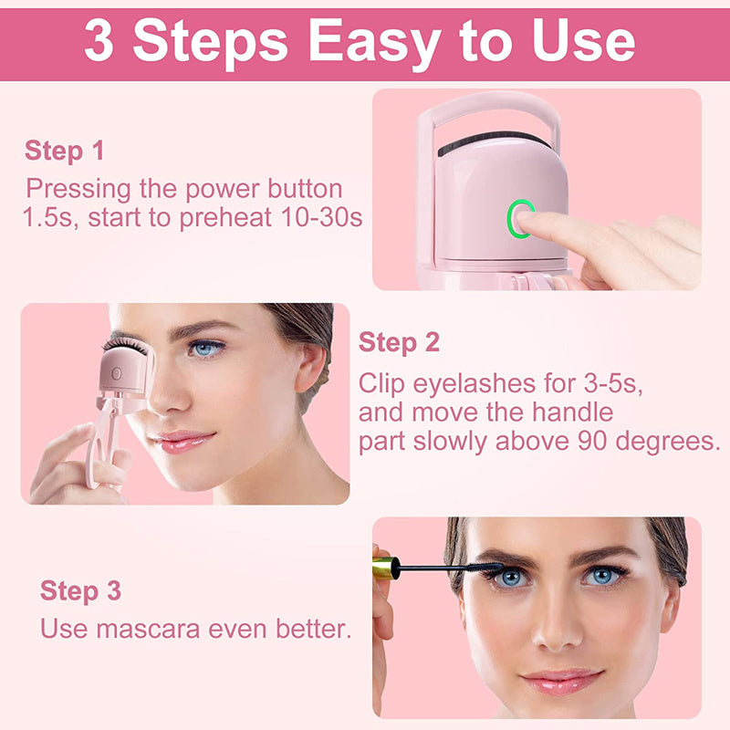 Eyelash Curler Portable Electric Heated Comb Eye Lash Long Lasting Eyelashes Curls Thermal Eyelash Curler Makeup Tools Heated Eyelash Curlers; Rechargeable Electric Eyelash Curler