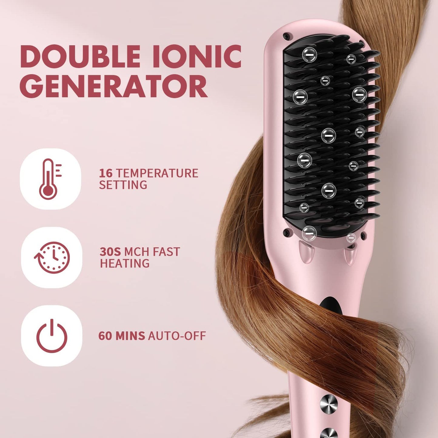 Enhanced Hair Straightener Heat Brush by MiroPure