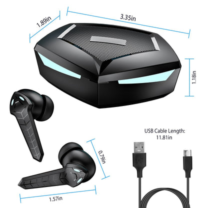 Wireless V5.2 Gaming Earbuds IPX4 Waterproof Touch Control Earphones