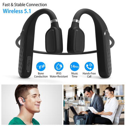 Wireless V5.1 Bone Conduction Earphones Open-Ear Wireless Headsets