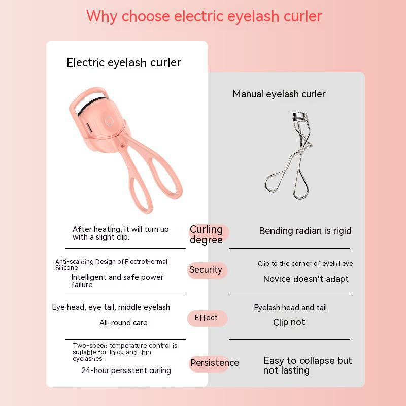 Eyelash Curler Portable Electric Heated Comb Eye Lash Long Lasting Eyelashes Curls Thermal Eyelash Curler Makeup Tools Heated Eyelash Curlers; Rechargeable Electric Eyelash Curler