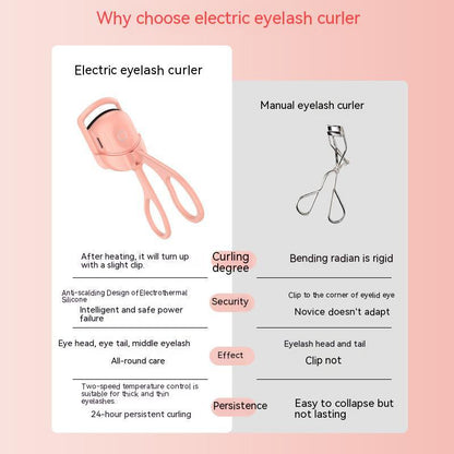 Eyelash Curler Portable Electric Heated Comb Eye Lash Long Lasting Eyelashes Curls Thermal Eyelash Curler Makeup Tools Heated Eyelash Curlers; Rechargeable Electric Eyelash Curler