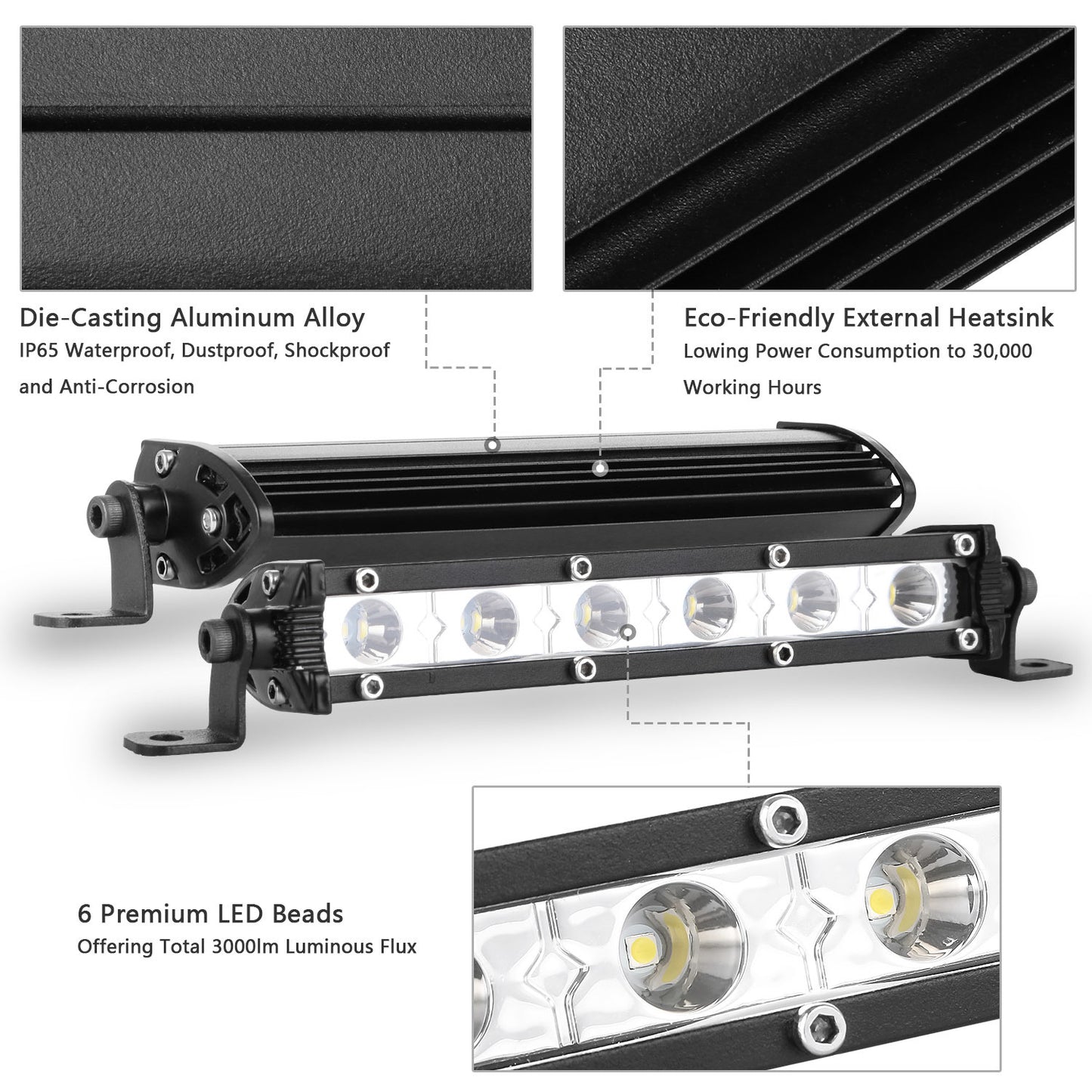 7" LED Light Bar Single Row